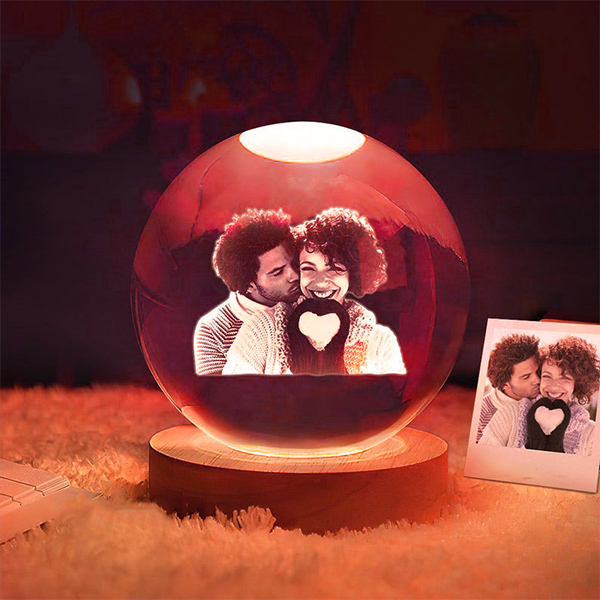 Personalized Picture Crystal Ball Night Light Interesting Gift for Your Love