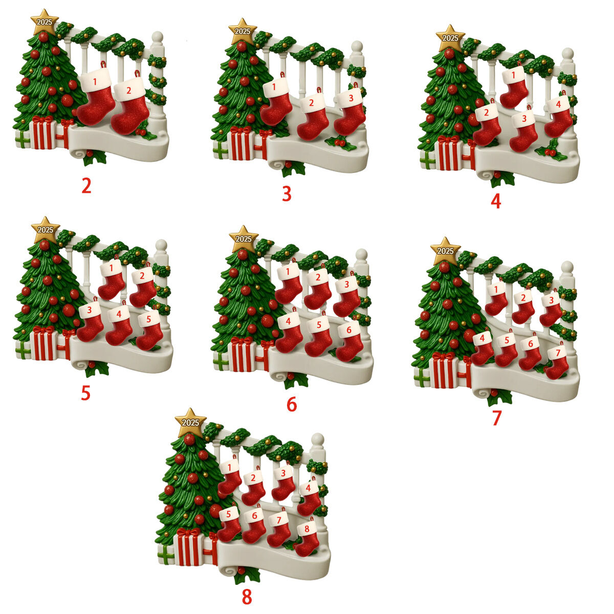 Adornos colgantes de medias navideñas personalizados con nombres personalizados como regalo para tu familia