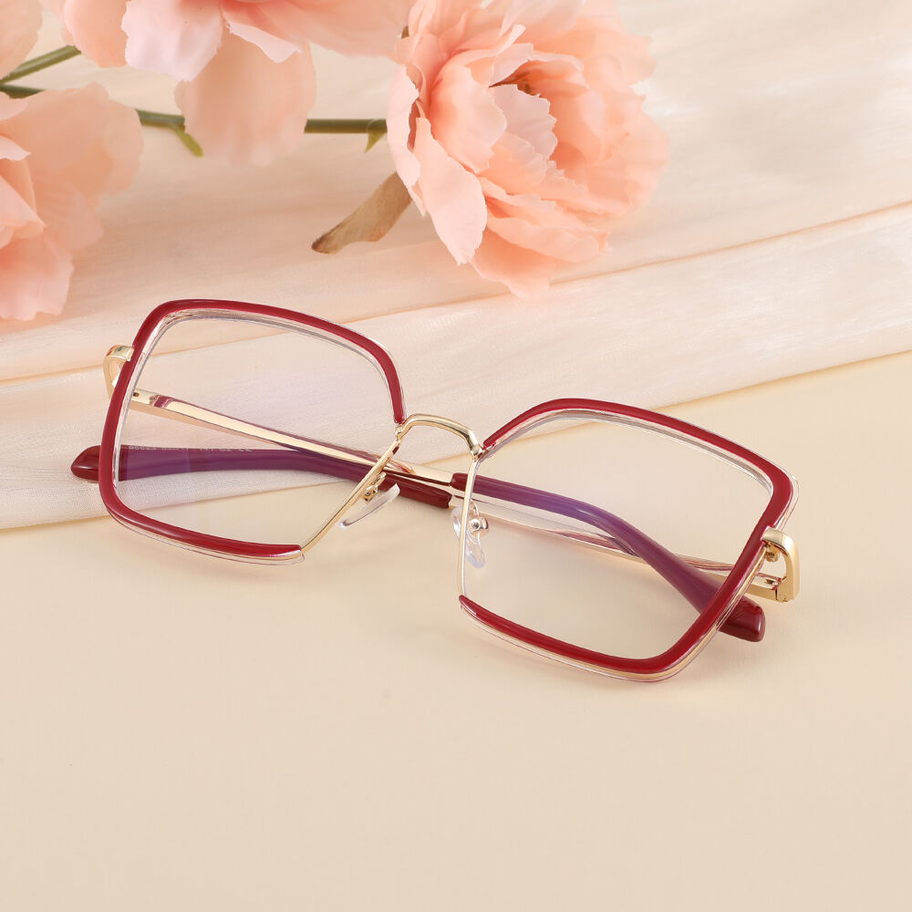 Deborah Geometric Red Glasses