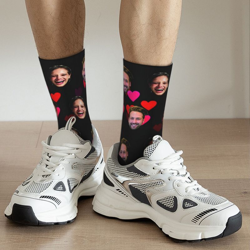 Chaussettes personnalisées Cœur d'Amour Rose pour la Saint Valentin