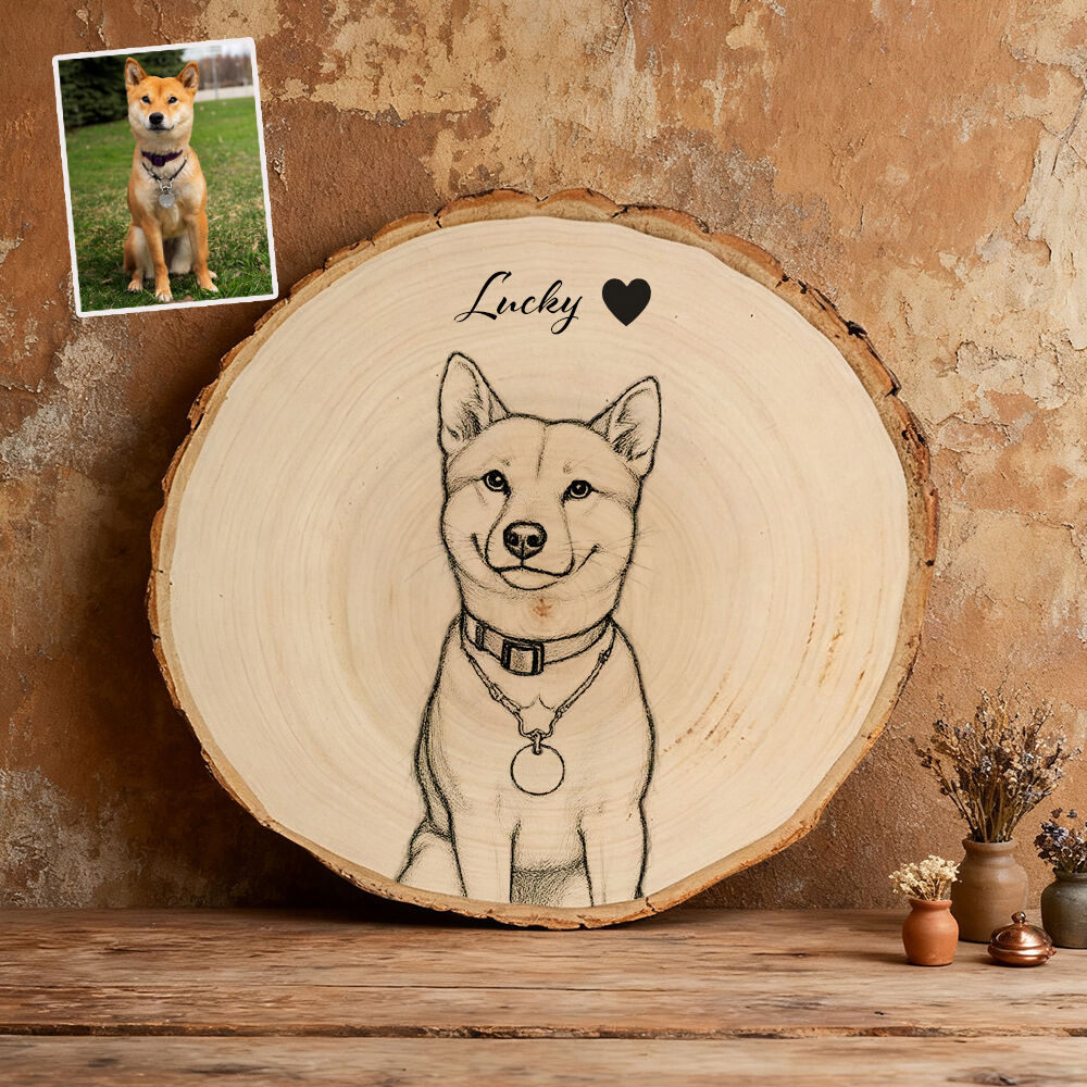 Custom Dog Cat Wood Photo Frame Keepsake Engraved Pet Memorial Plaque for Pet Owners