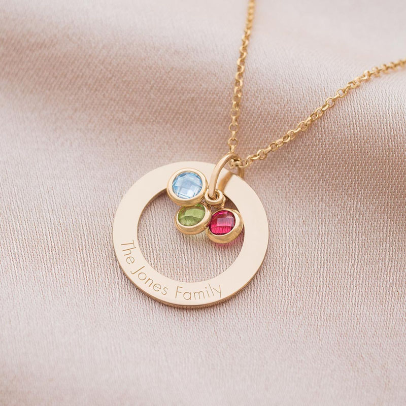 Personalised Eternal Ring and Birthstone Necklace Sweet Gift for Family