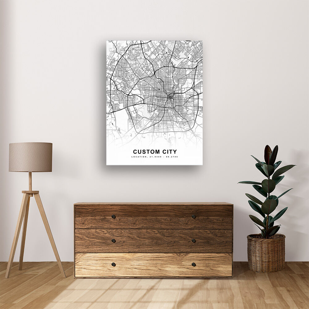 Personalized Map Canvas Wall Art with Custom Text Perfect Present for Your Friend