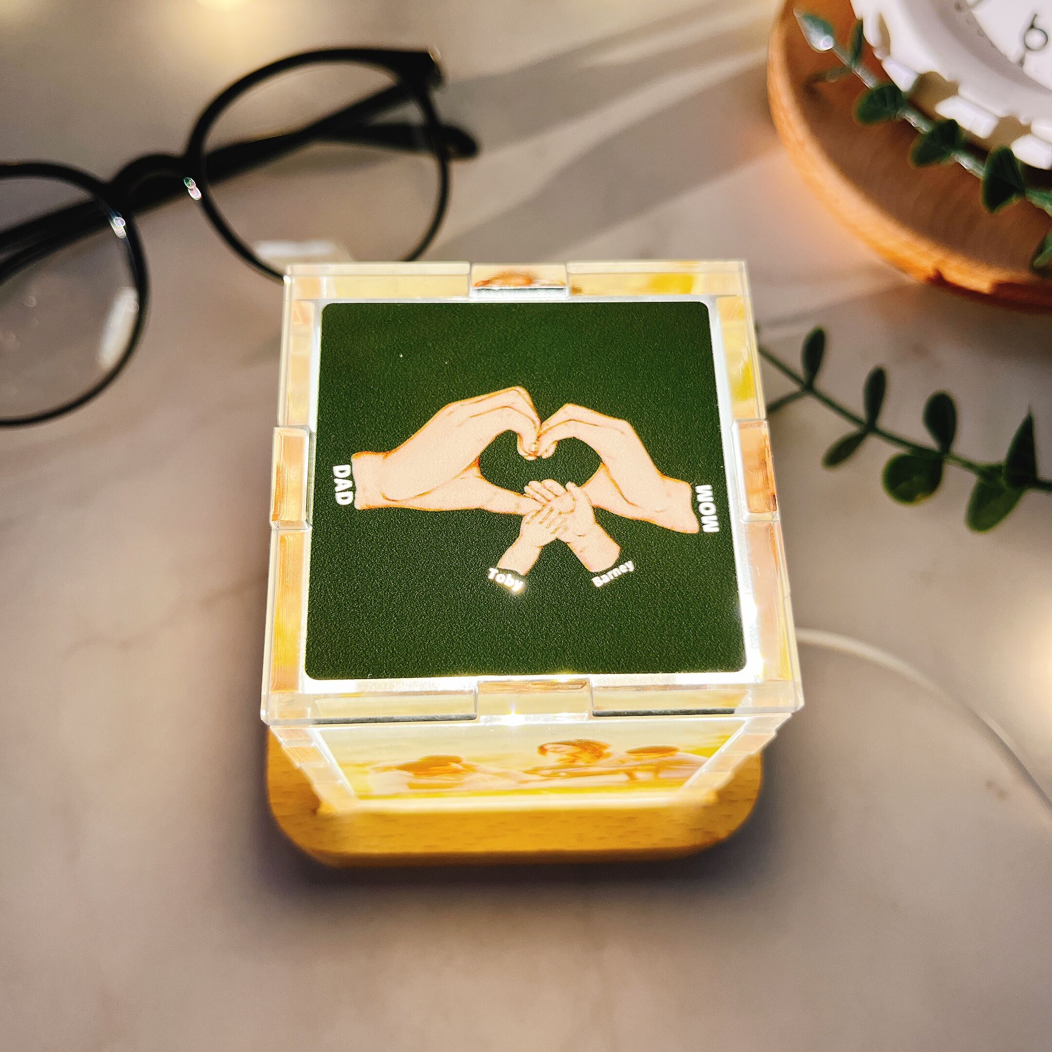 Personalized Photo Acrylic Magic Cube Light with Custom Name Best Gift for Father