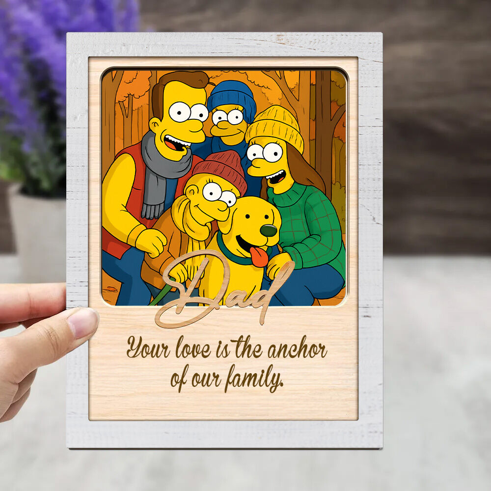 Cadre photo personnalisé style Simpsons Cadeau Fête des Pères
