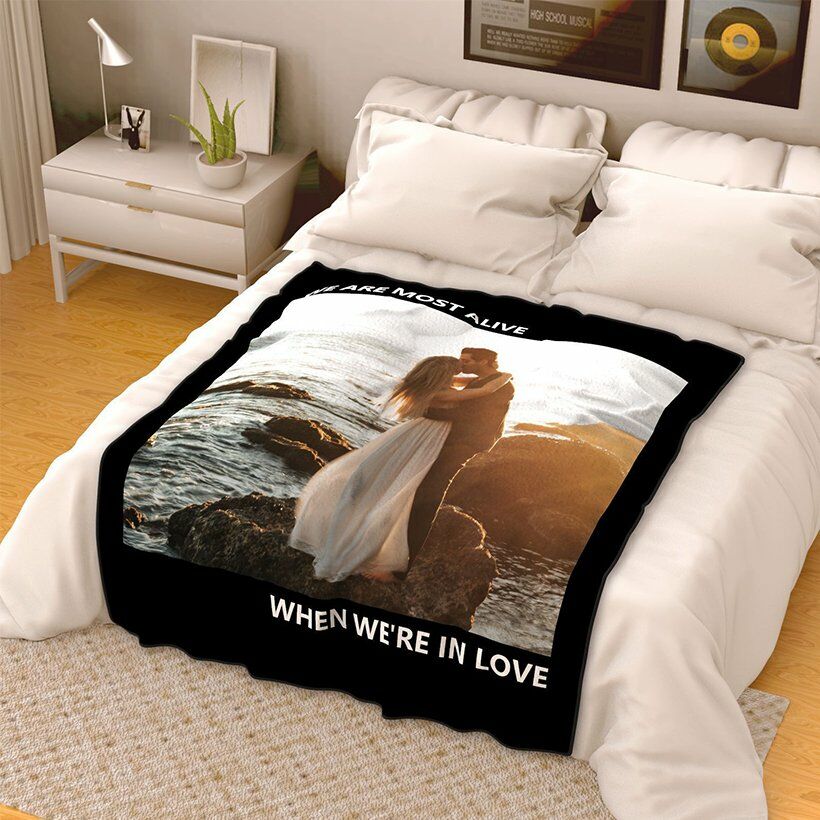 Personalized Photo Coral Fleece Blanket For My Love with Engraving