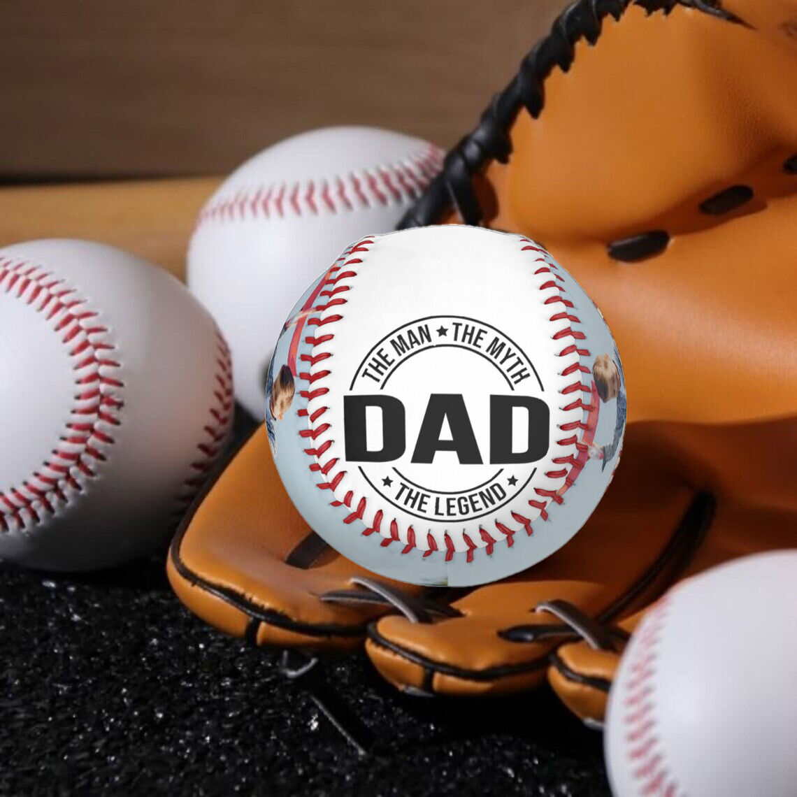 Personalized Photo Baseball Gift for Dad