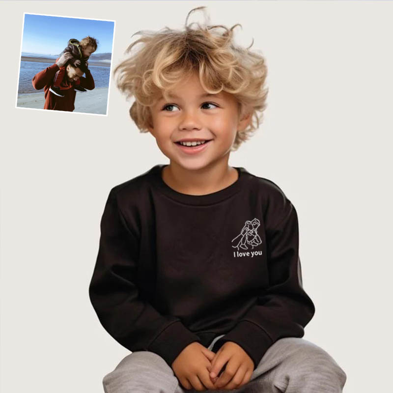 Gepersonaliseerd sweatshirt voor kinderen met contourtekening warm cadeau voor jongens