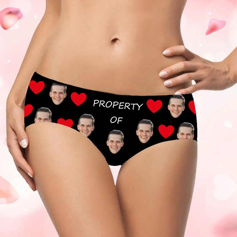 Ropa interior de mujer con foto personalizada y corazón rojo, regalo sencillo para una querida novia