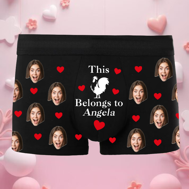 Gepersonaliseerde foto herenondergoed boxershorts met hanenmotief Leuk Valentijnsdagcadeau