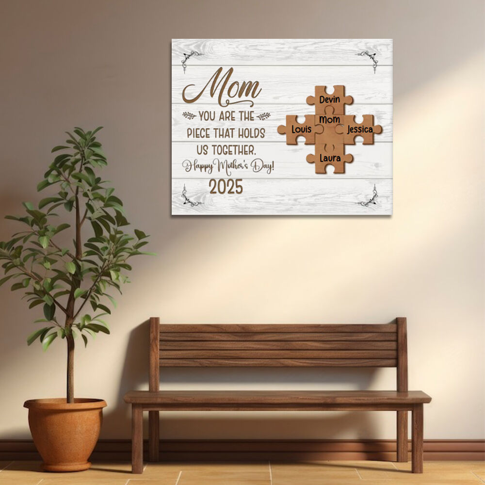 Personalized Name Puzzles Canvas Wall Art Attractive Gift for Mom