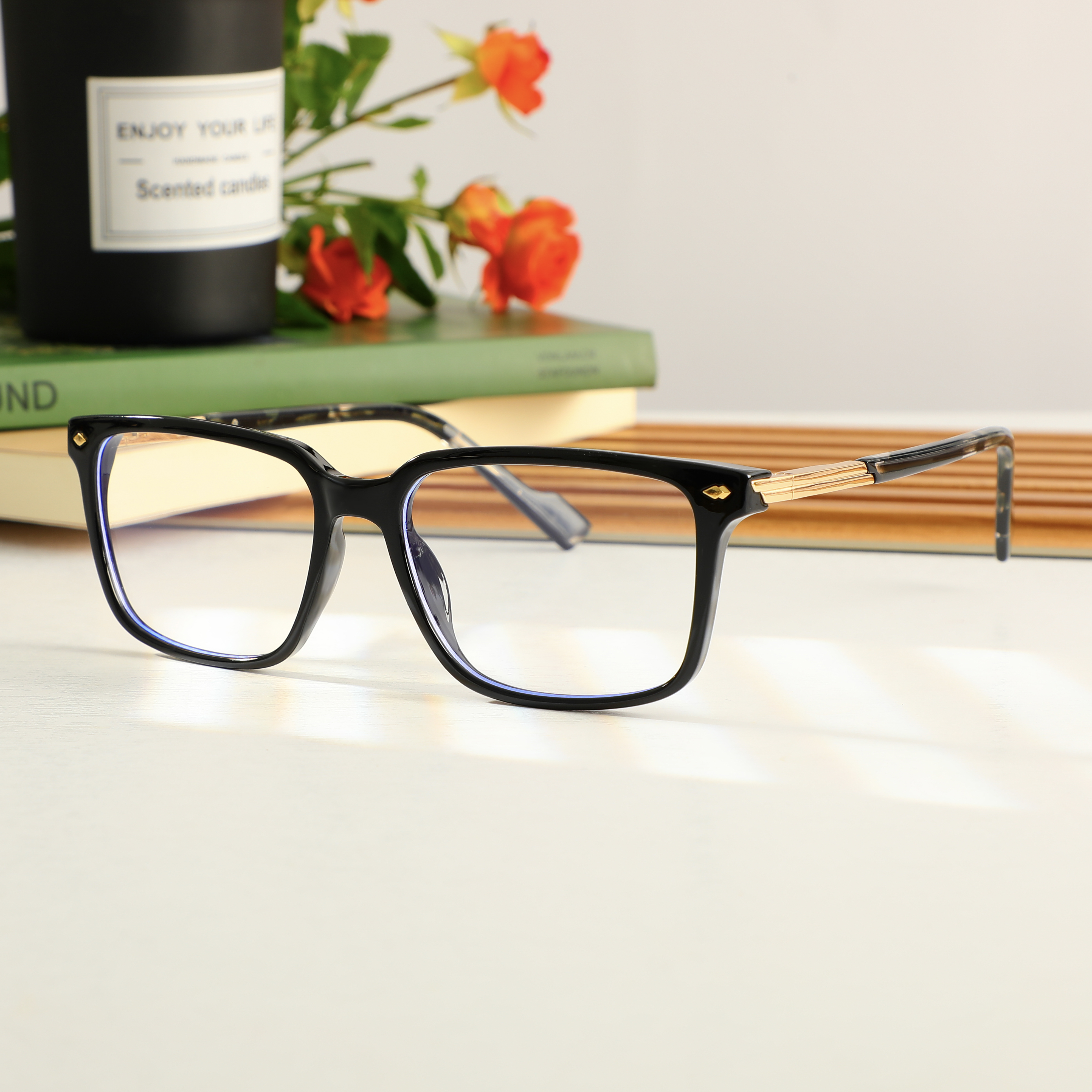 Richardson Rechteckige Schwarze Brille