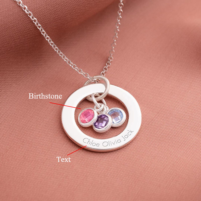 Personalised Eternal Ring and Birthstone Necklace Sweet Gift for Family
