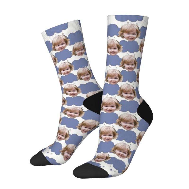 Customized Face Socks 3D Printed with Photos of Kids Gift for Mom