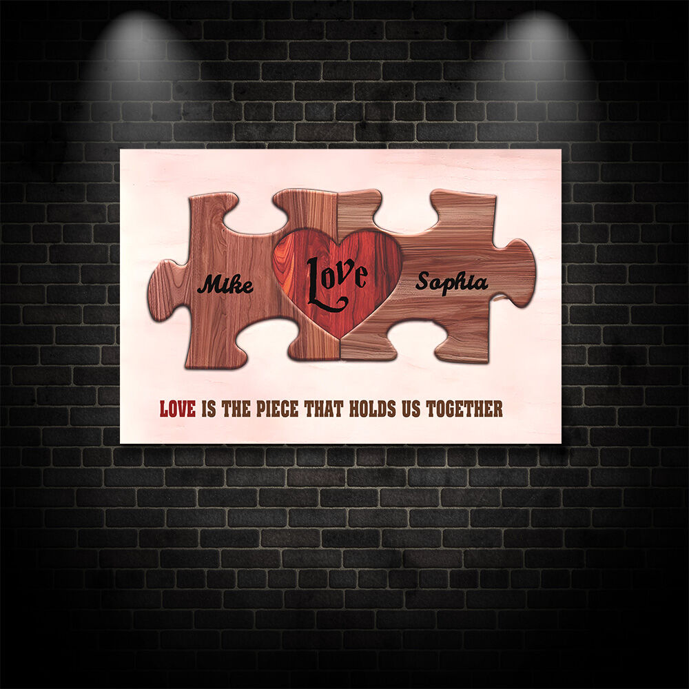 Personalized Name Puzzle Canvas Wall Art Creative Gift for Couples