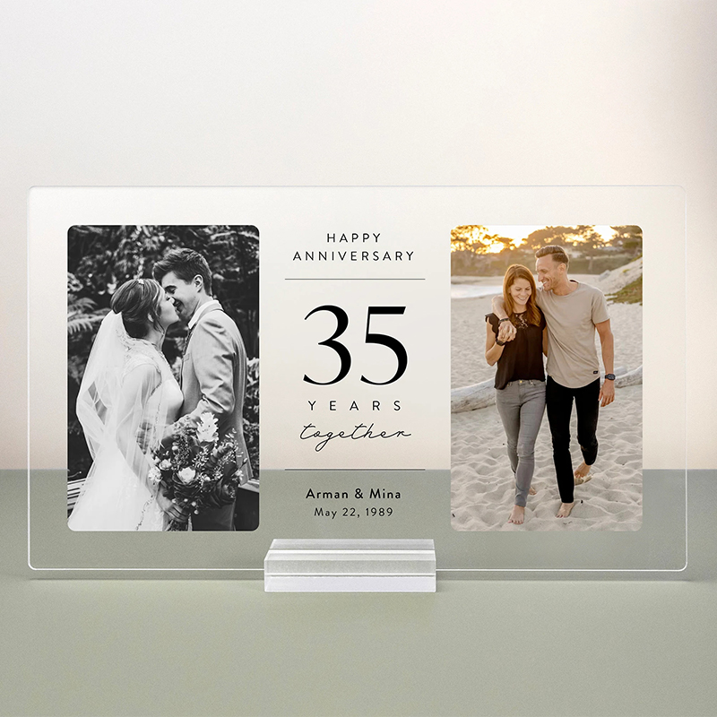 Personalisiertes Acryl - Tafel Individuelle Fotos Alles Gute zum Jubiläum Sinnvolles Geschenk für Paare
