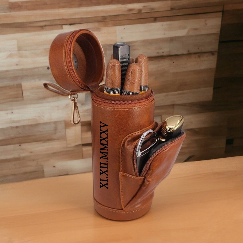 Personalized Cigar Humidor Case Custom Roman Numeral Date Unique Anniversary Gift for Cigar Aficionado