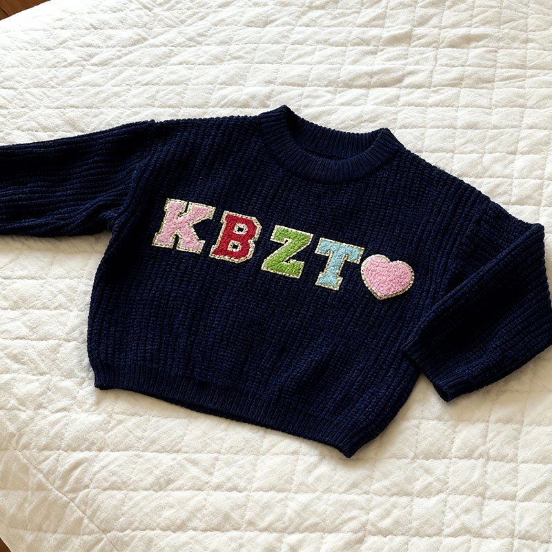 Personalized Letter Embroidered Sweater Creative Gift for Kids