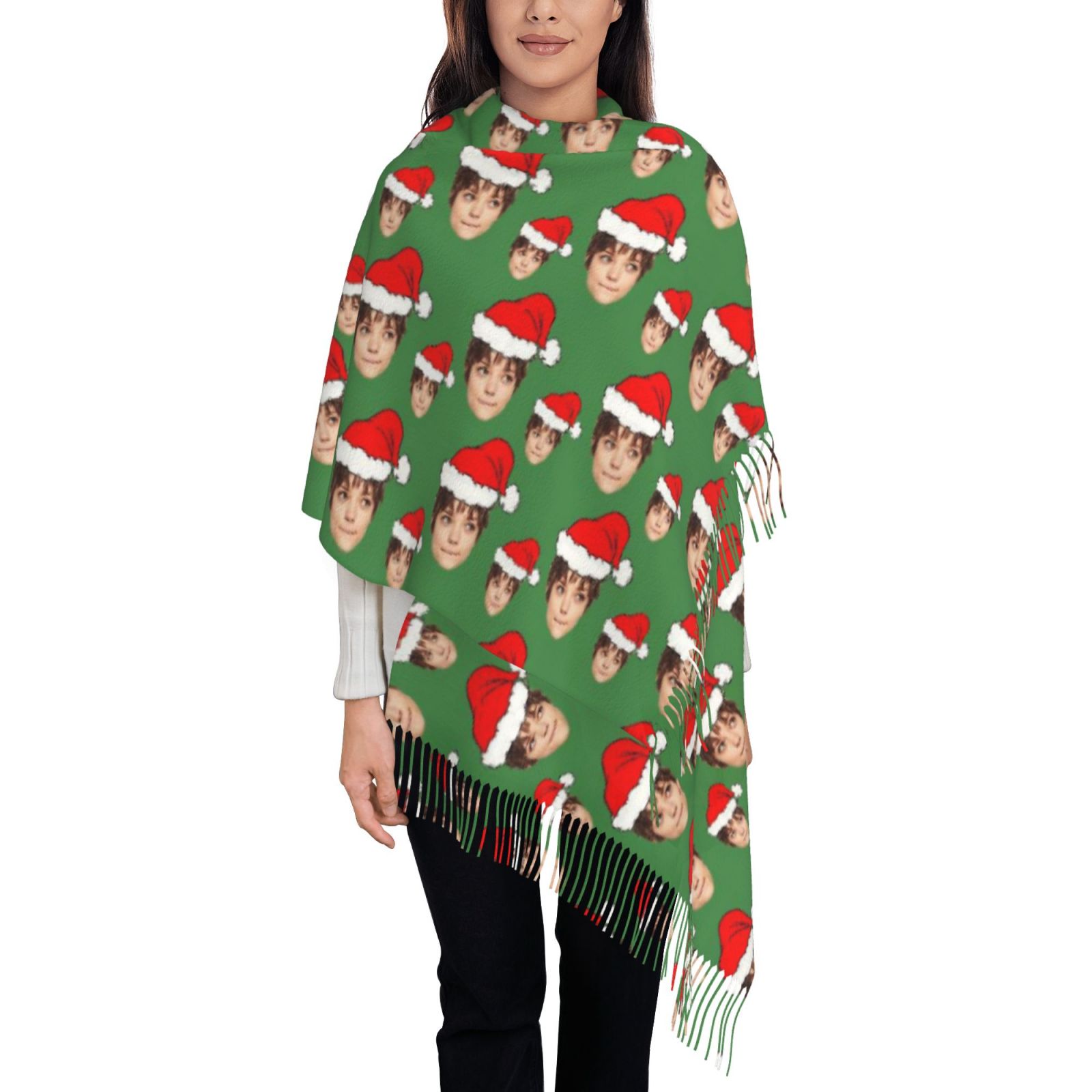 Anpassad ansiktsscarf med fototryck julmössa unik present till jul