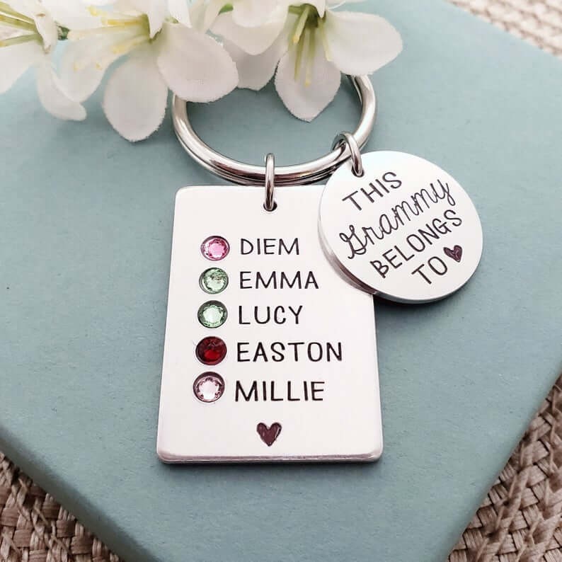 カスタマイズ 刻印 誕生石 キーホルダー