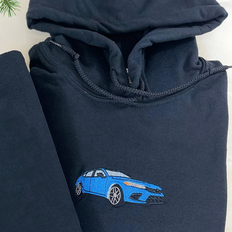 Personalized Hoodie Custom Embroidered Color Car Photo Cool Gift for Car Lovers