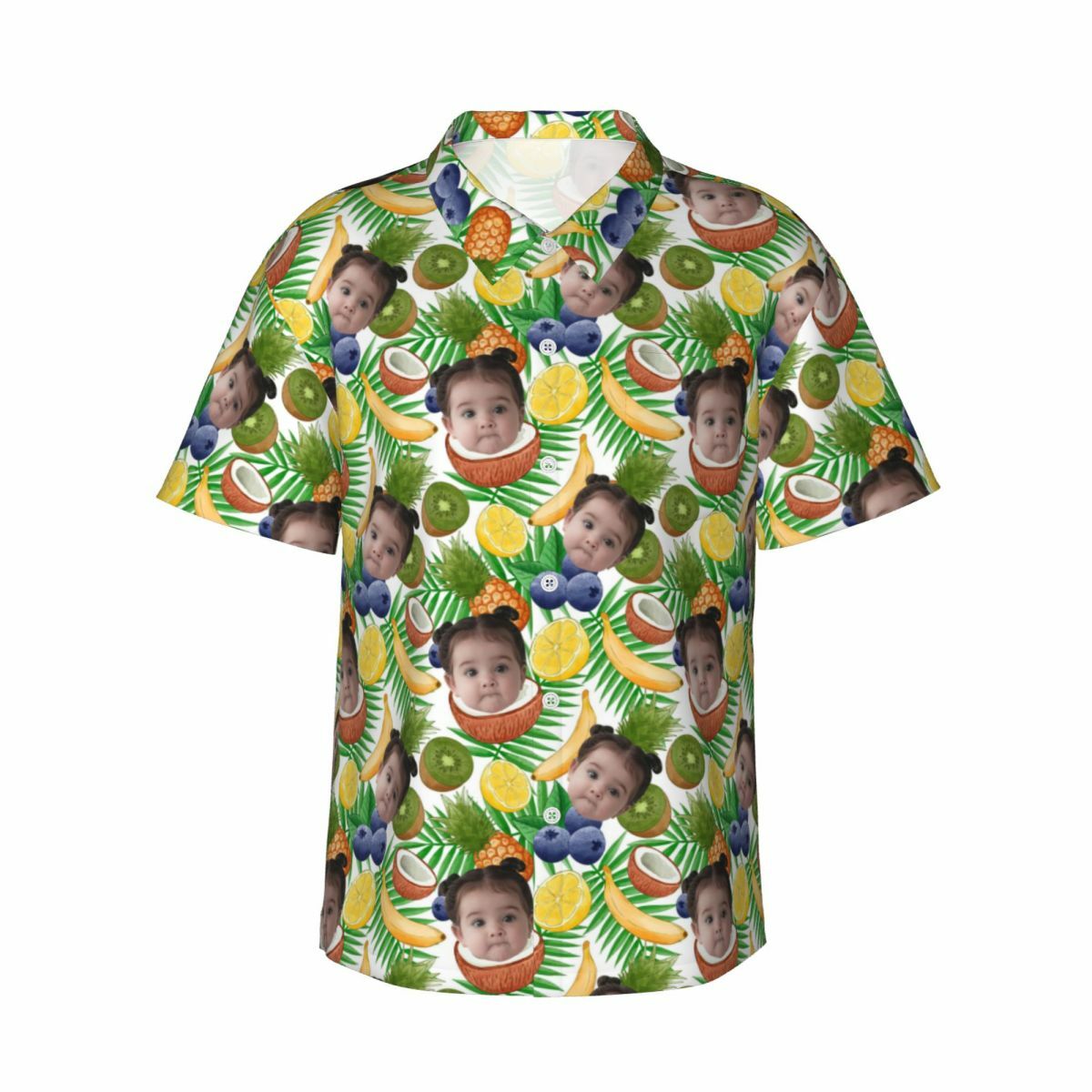 Personalized Hawaiian Shirt Fruit Print Kids Face Short Sleeve Gift for Dad