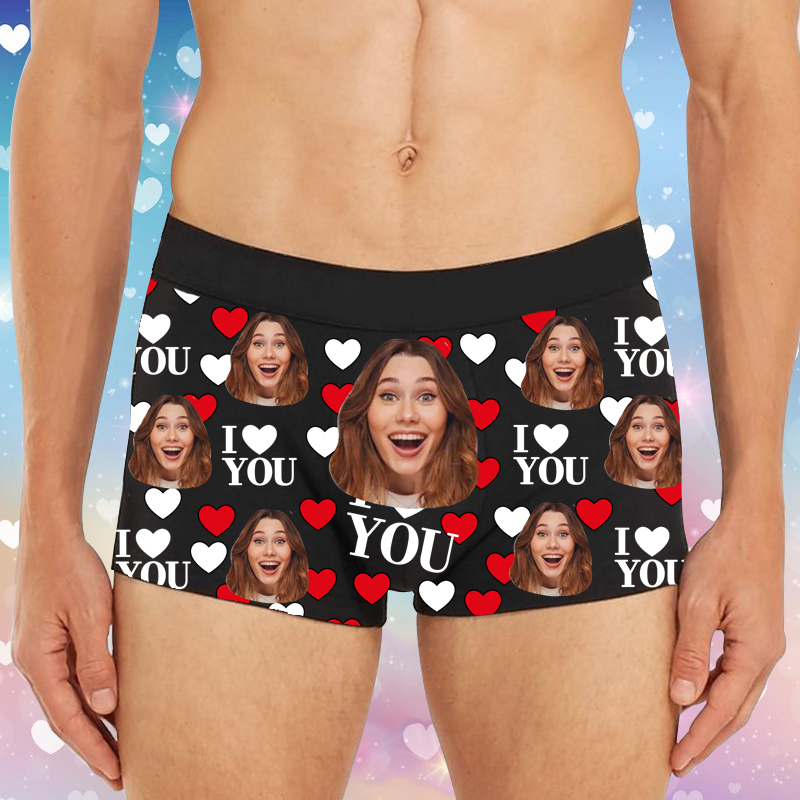 Personalisierte Foto Herren Unterwäsche Boxershorts Interessante Valentinstag Geschenk "Ich liebe dich"
