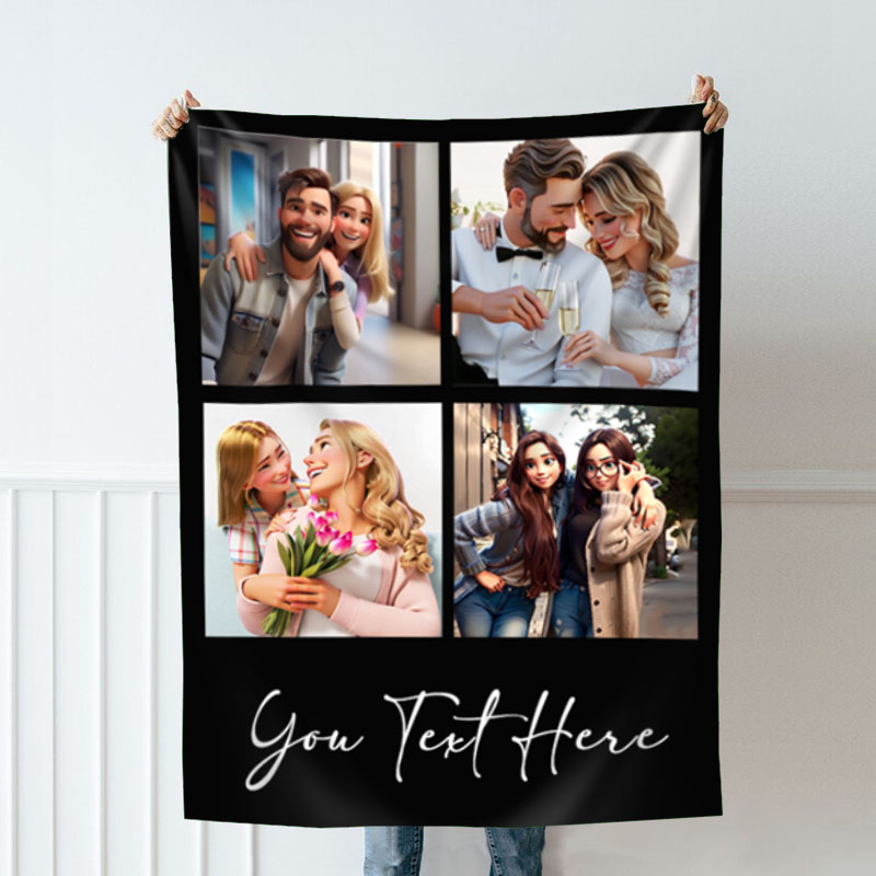 Personalized Picture Blanket with Custom Text Simple Present for Your Love