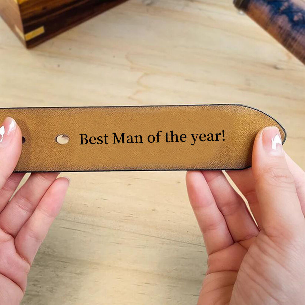 Gepersonaliseerde leren riem voor mannen Gepersonaliseerde naam van de bruidegom cadeau voor goede vrienden