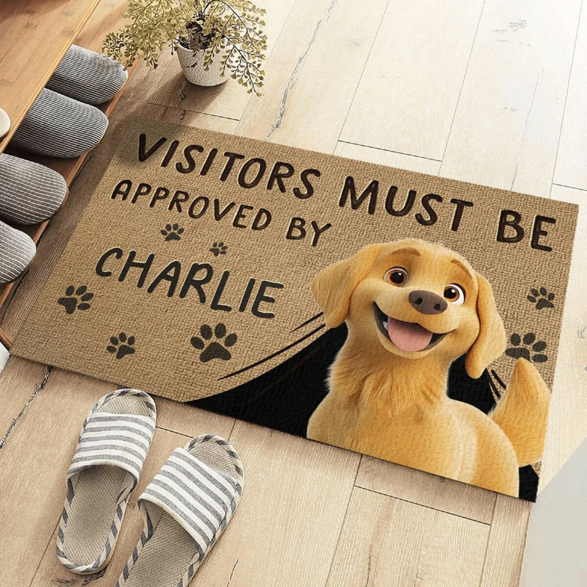 Personalized Pet Cartoon Style Floor Mat Cute Gift for Pet Owners