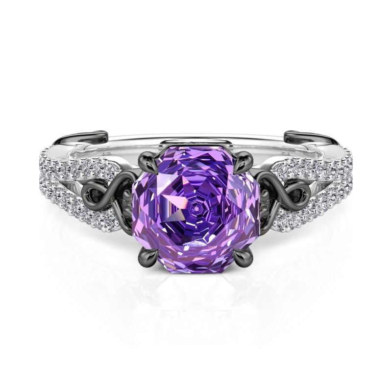 Jeulia Fashion Two Tone Infinity Rose Cut Purple Stone Ring