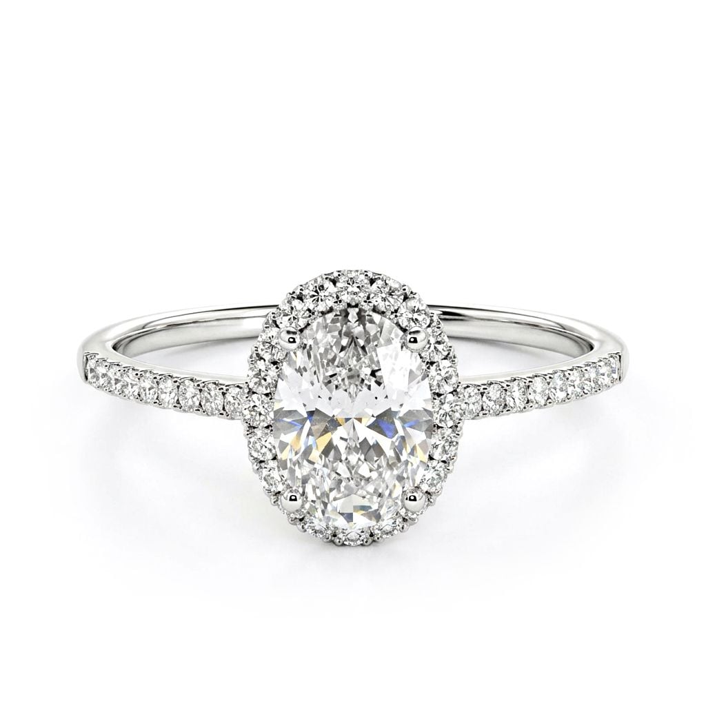 Jeulia Oval Cut Halo Sterling Silver Engagement Ring
