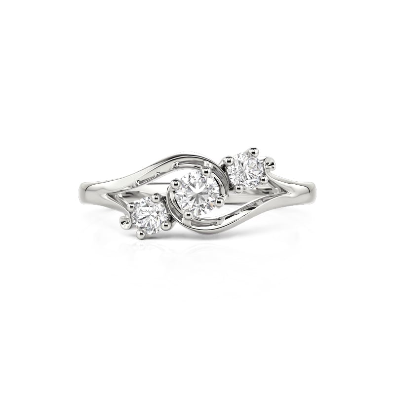 Jeulia Bypass Round Cut Three Stone Promise Ring