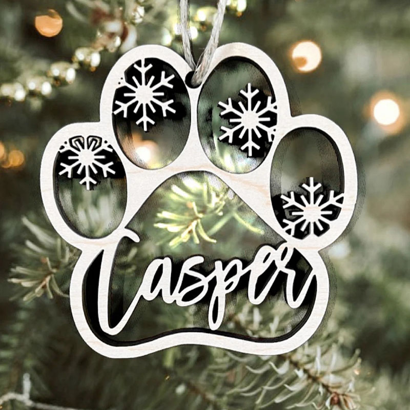 名入れ クリスマスツリー 飾り 木製 オーナメント 肉球