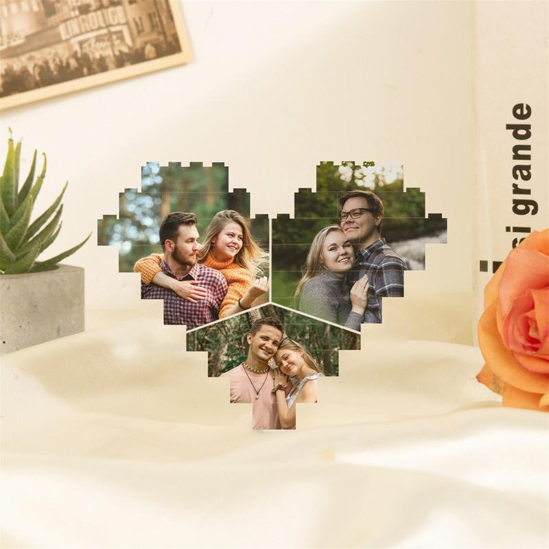 Personalized Heart-Shaped Photo Block Puzzle Warm Gift For Wife