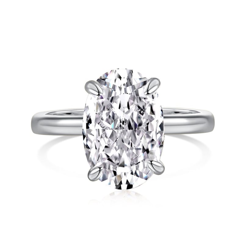 Jeulia Simple Oval Cut Sterling Silver Ring