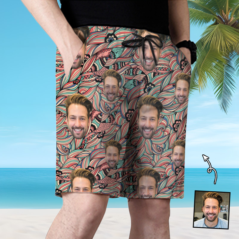 Gepersonaliseerde foto Herenstrandshort Speciaal cadeau voor vriend