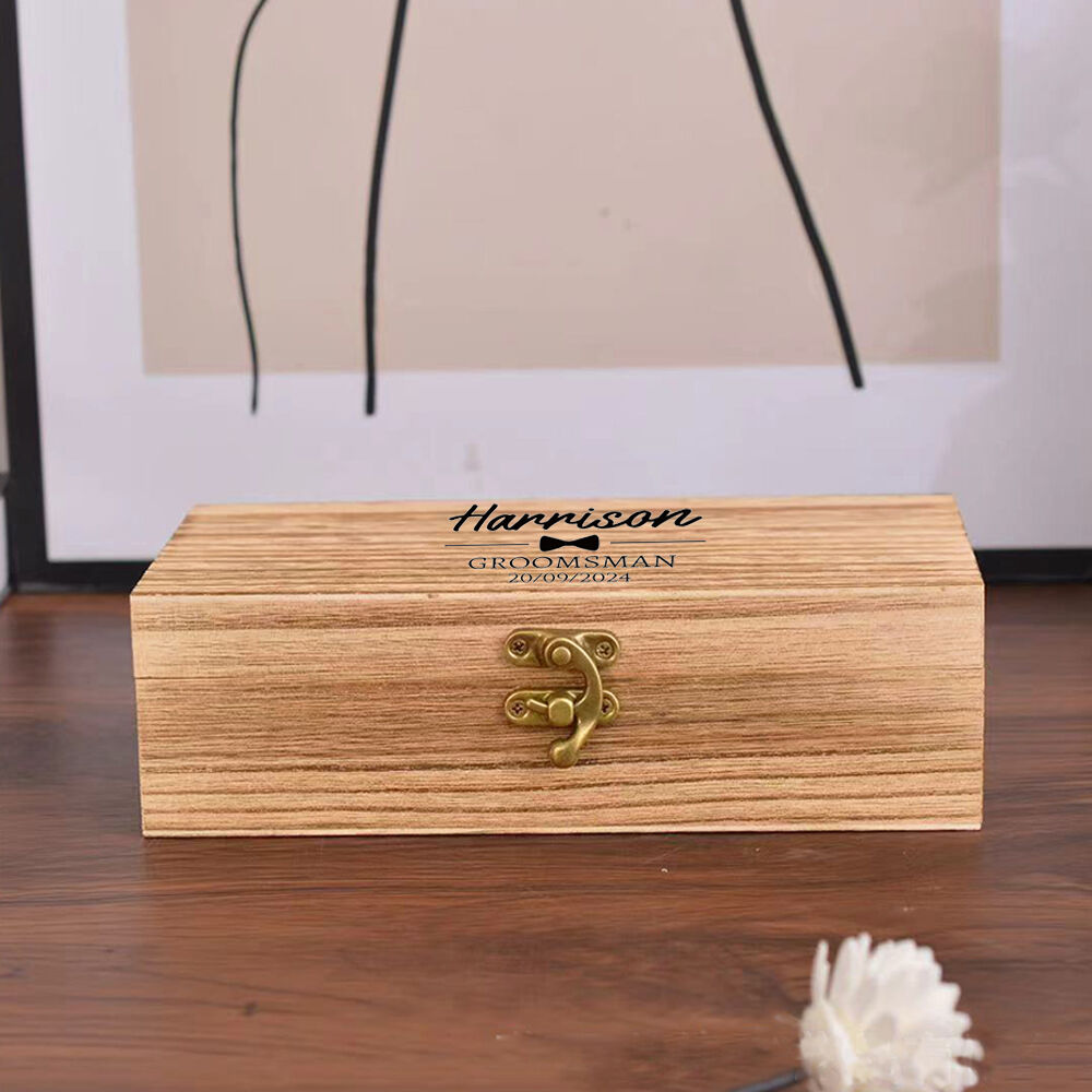 Customized Wooden Sunglasses Case with Name Engraving and Groomsman Gift for Wedding