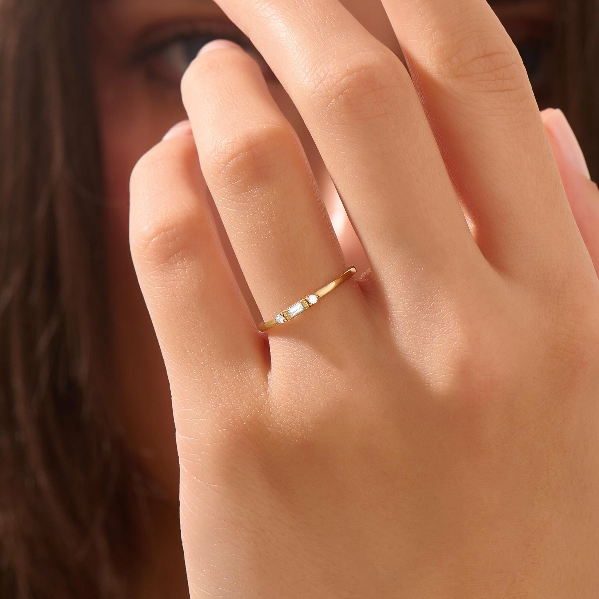 Personalized Square Birthstone Ring Beautiful Gift for Mom