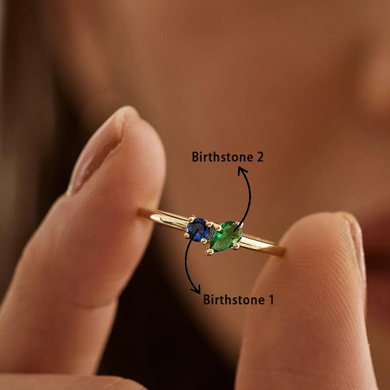 Personalized Birthstone Ring Beautiful Gift for Couples