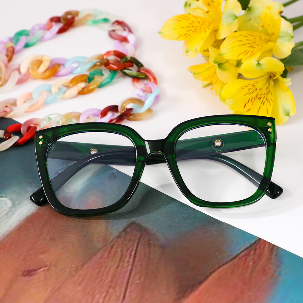 Trog Square Green Glasses