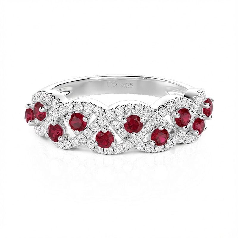 Jeulia Custom Twisted Woven Ring with Birthstone Sterling Silver
