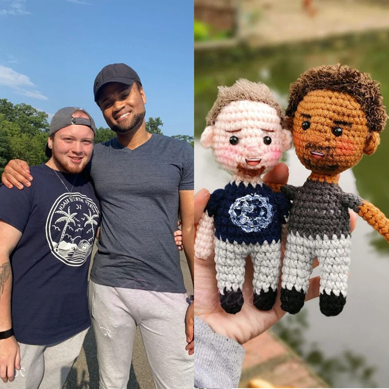 カスタマイズ カップル 写真 編みぐるみ 人形 毛糸