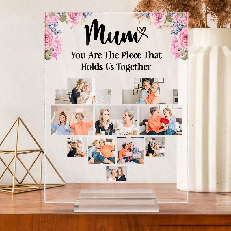 Personalized Acrylic Plaque Custom Heart Shaped Photos Perfect Gift for Mother's Day