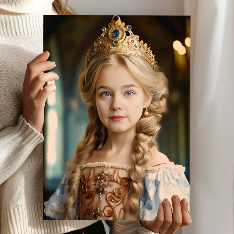 Personalized Royal Princess Portraits with Custom Face Swap Cool Present for Girl