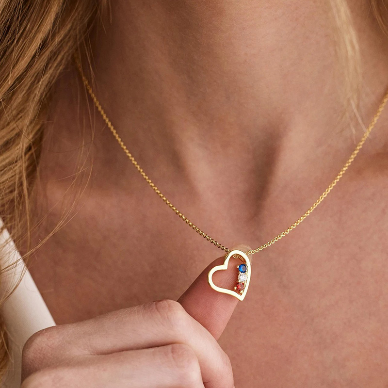 Personalized Heart Shaped Birthstone Necklace Beautiful Gift for Wife