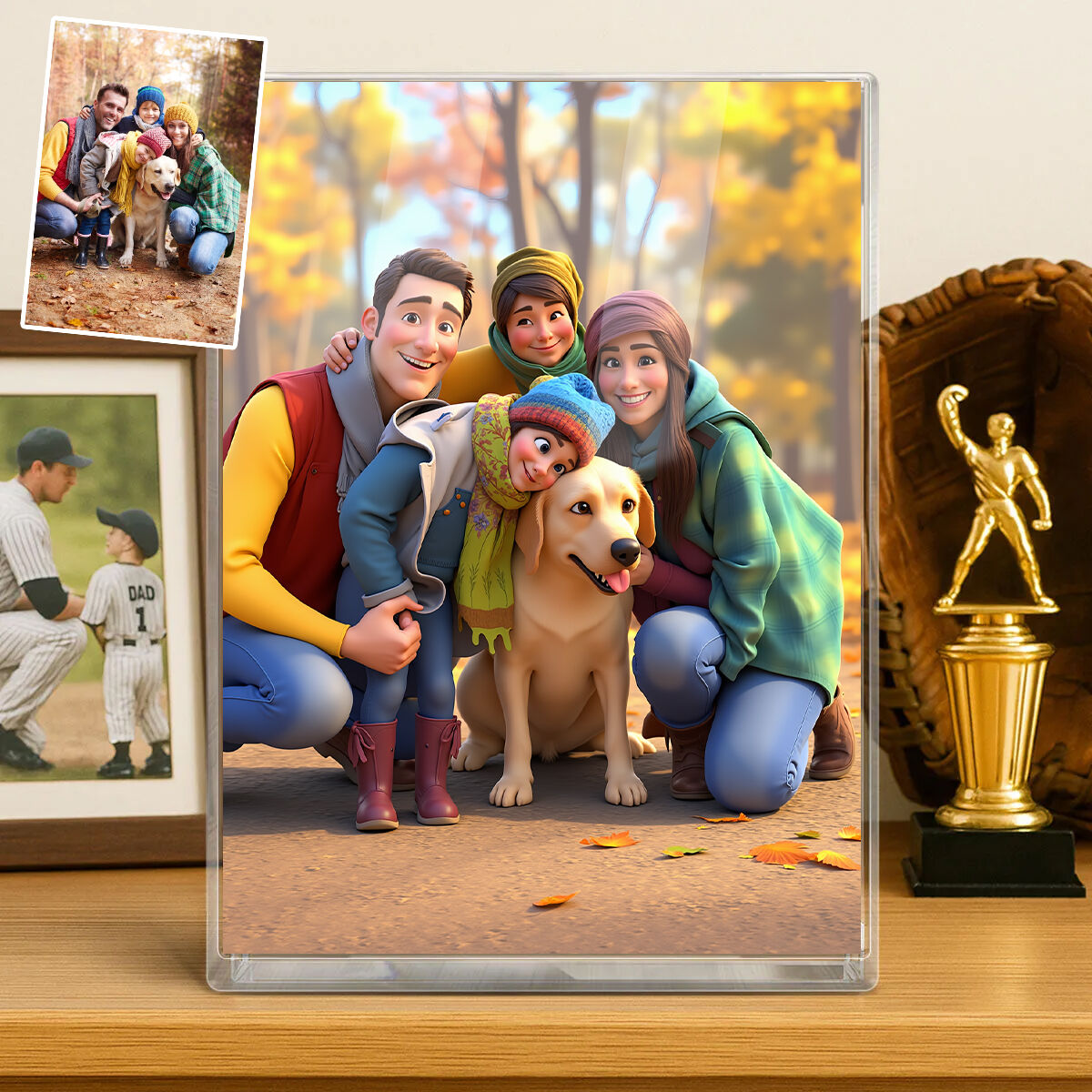 Personalisierte Cartoon Foto-Stil Acryl-Plakette Geschenk für Familie