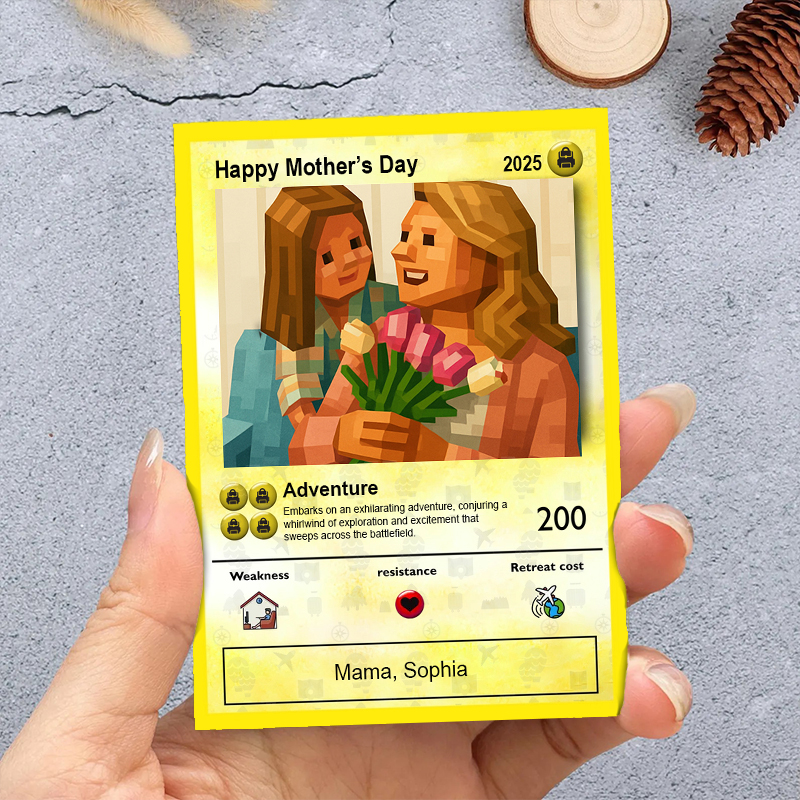 Tarjeta personalizada con foto y nombre personalizado: el mejor regalo para el Día de la Madre.