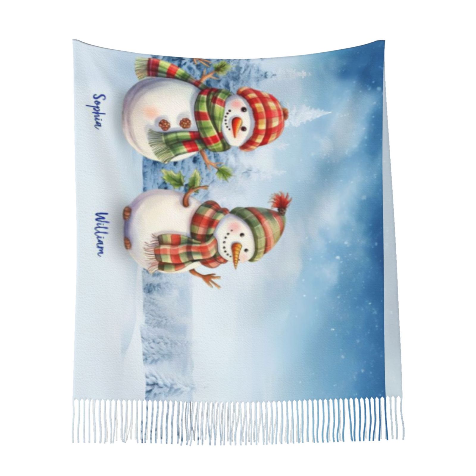 カスタマイズ 名入れ スカーフ ストール 大判 雪だるま