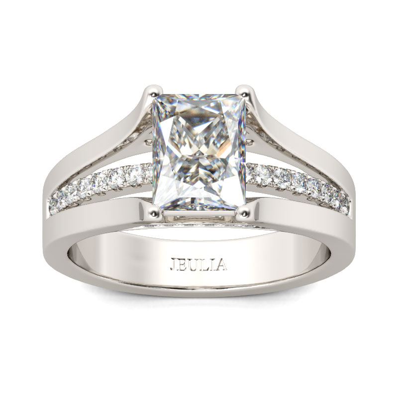 Jeulia Contemporary Design Radiant Cut Sterling Silver Ring